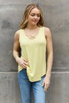 BOMBOM Criss Cross Front Detail Sleeveless Top in Butter Yellow - DAVERRI FASHIONS