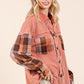 Mittoshop Button Down Contrast Plaid Patchwork Shacket