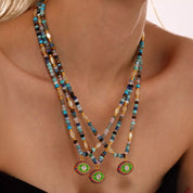 Zircon Bead Evil Eye Pendant Necklace | Necklaces Daverri Fashions