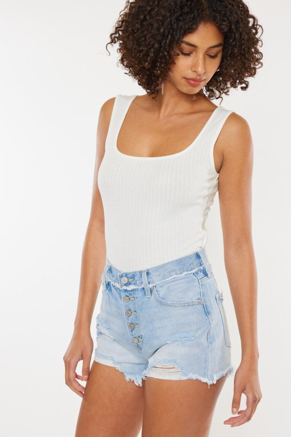 Kancan Distressed Button Fly Denim Shorts Denim Shorts