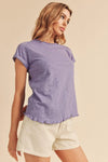 Aemi + Co Lettuce Edge Round Neck Short Sleeve T-Shirt - DAVERRI FASHIONS