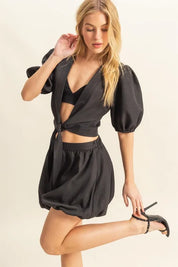 HYFVE Front Tie Top and Bubble Hem Shorts | Shorts Sets Daverri Fashions