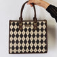 David Jones Argyle Pattern PU Leather Handbag - DAVERRI FASHIONS
