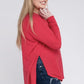 Plus Melange Baby Waffle Long Sleeve Top Plus Tops