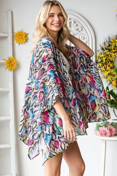 Heimish Full Size Multi Color Snake Open Cardigan Plus Size Cardigans