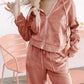 Zip Up Dropped Shoulder Hooded Top and Pants Set - DAVERRI FASHIONS