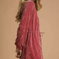 Umgee Velour Drawstring Mini Dress with Long Sleeves - DAVERRI FASHIONS