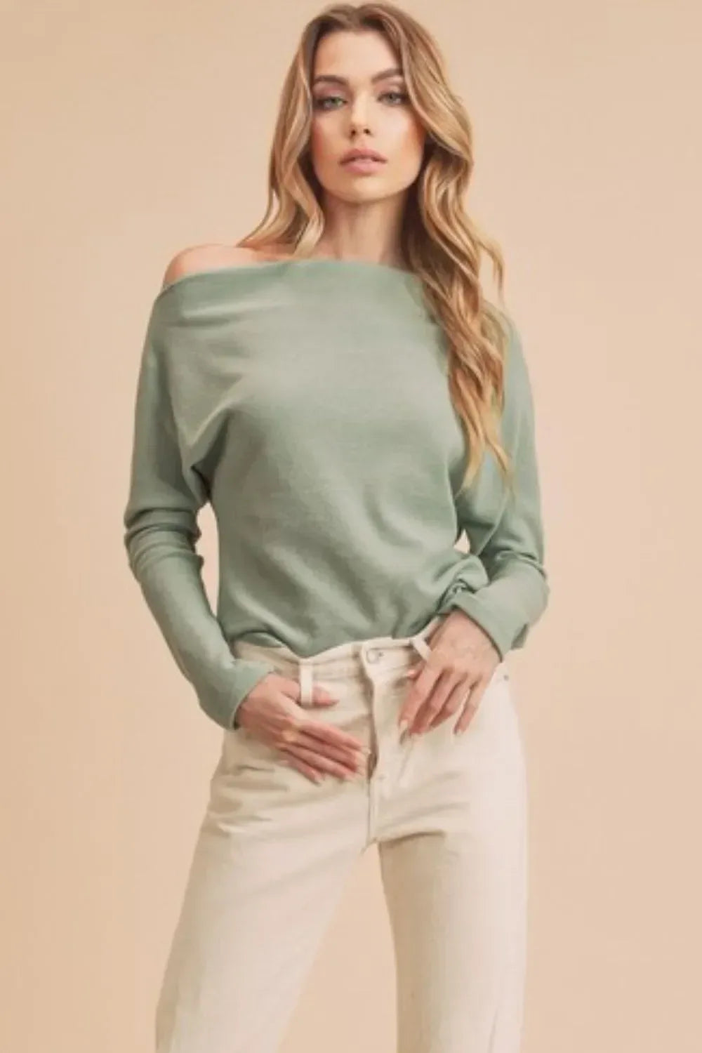 Aemi + Co One Shoulder Long Sleeve Knit Top - DAVERRI FASHIONS