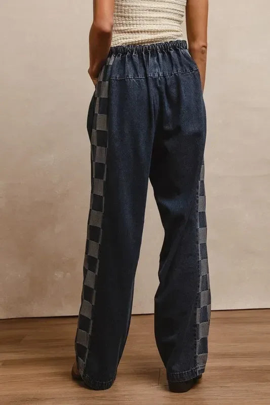 BiBi Washed Denim Mix And Match Long Pants - DAVERRI FASHIONS