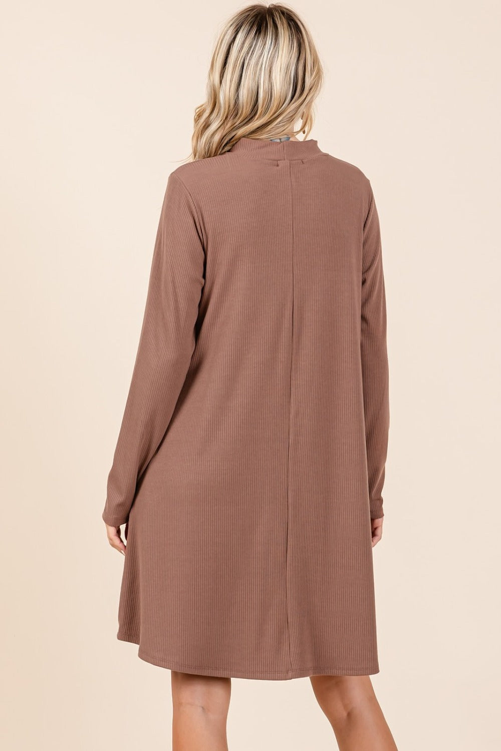 Mittoshop Mock Neck Long Sleeve Dress with Pockets