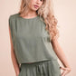 VERY J Solid Woven Top & Pants Set Outfit Sets