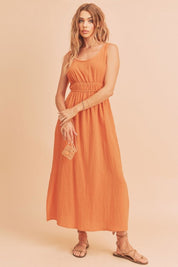 Aemi + Co Side Slit Round Neck Sleeveless Tank Dress Tangerine