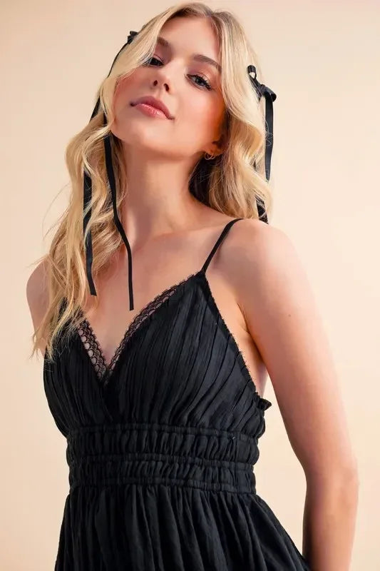 Aemi+Co Lace Detail Mini Cami Dress - DAVERRI FASHIONS