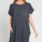 Zenana Premium Cotton Washed dark gray t-shirt dress