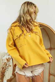 BiBi Flap Pockets Fleece Collared Sweatshirt | Sweatshirts Daverri Fashions