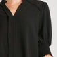 Umgee Full Size Split Neck Boxy Cut Top with Piping Details Tops