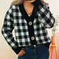 Plaid Button-Down Cardigan - DAVERRI FASHIONS