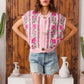 SO ME Button Front Floral and Stripe Knitted Sweater Vest