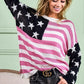 BiBi American Flag Low Gauge Knit Top - DAVERRI FASHIONS