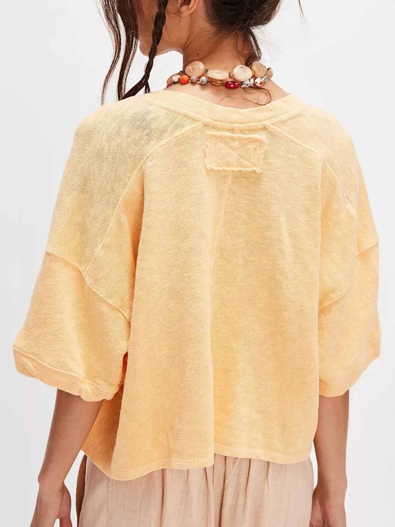 Button-Front Half Sleeve Cardigan - DAVERRI FASHIONS