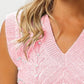 BiBi Blush Chevron Pointelle Pearl Knit Top Tops