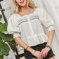 ADORA Smocked Puff Sleeve Peasant Blouse - DAVERRI FASHIONS