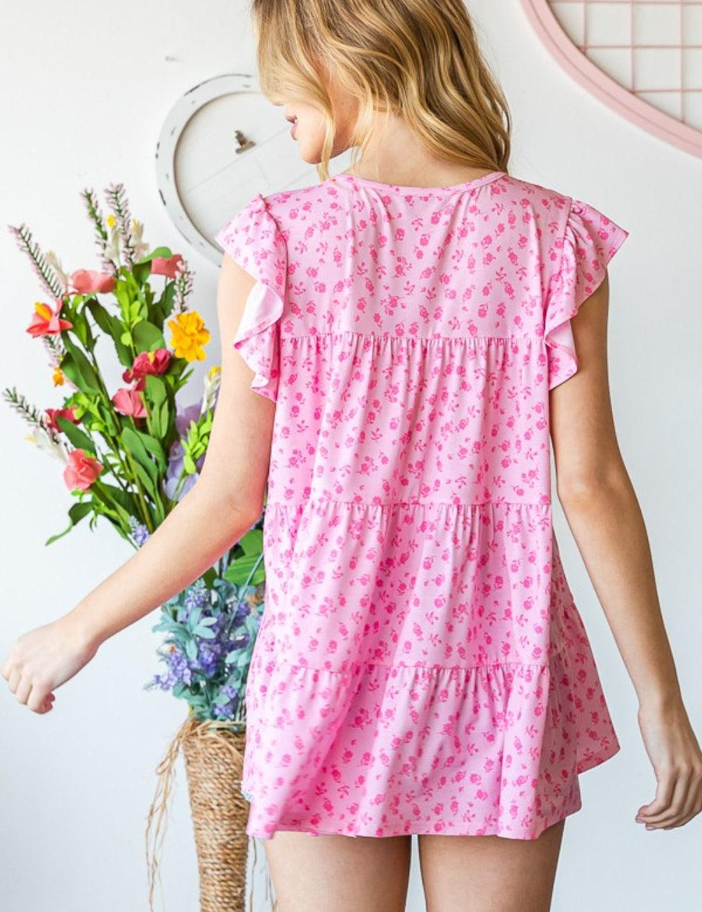 Heimish Full Size Floral Ruffled Tiered Top | Tops Daverri Fashions