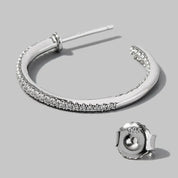 Zircon 925 sterling silver C-hoop earrings with silver diamond textured back