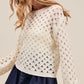 SO ME Geometric Pattern Open Knit Lightweight Sweater Sweaters