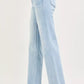 RISEN Tummy Control Mid Rise Ankle Straight Fray Hem Jeans in light-wash denim