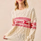 BiBi Christmas Theme Patterned Cable Knit Sweater - DAVERRI FASHIONS