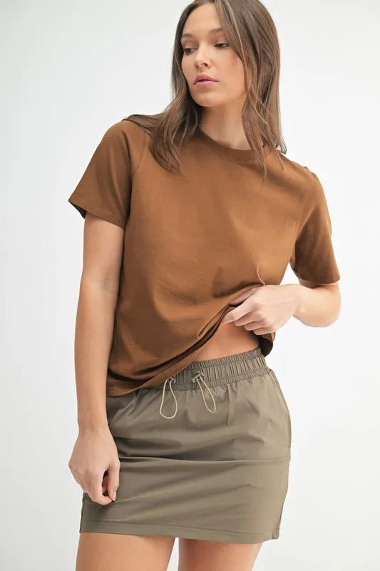MONO B Round Neck Short Sleeve T-Shirt COCOA DUST