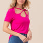 BiBi Cutout Asymmetrical Neck Short Sleeve T-Shirt T-Shirts