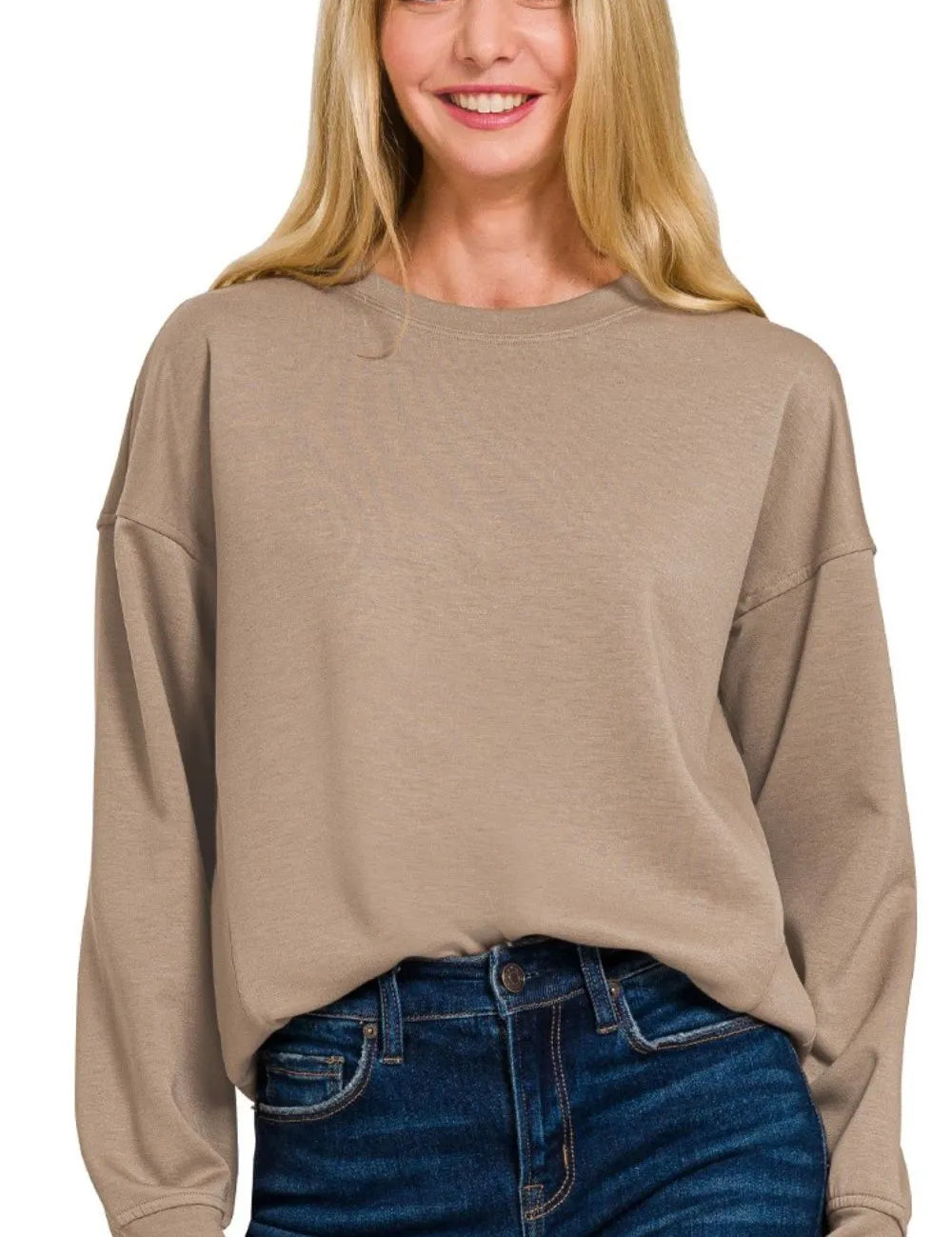 COCOA S Zenana Scuba Round-neck Sweatshirts | Sweatshirts Daverri Fashions