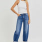 RISEN Full Size High Rise Crop Mild Barrel Jeans Plus Size Jeans