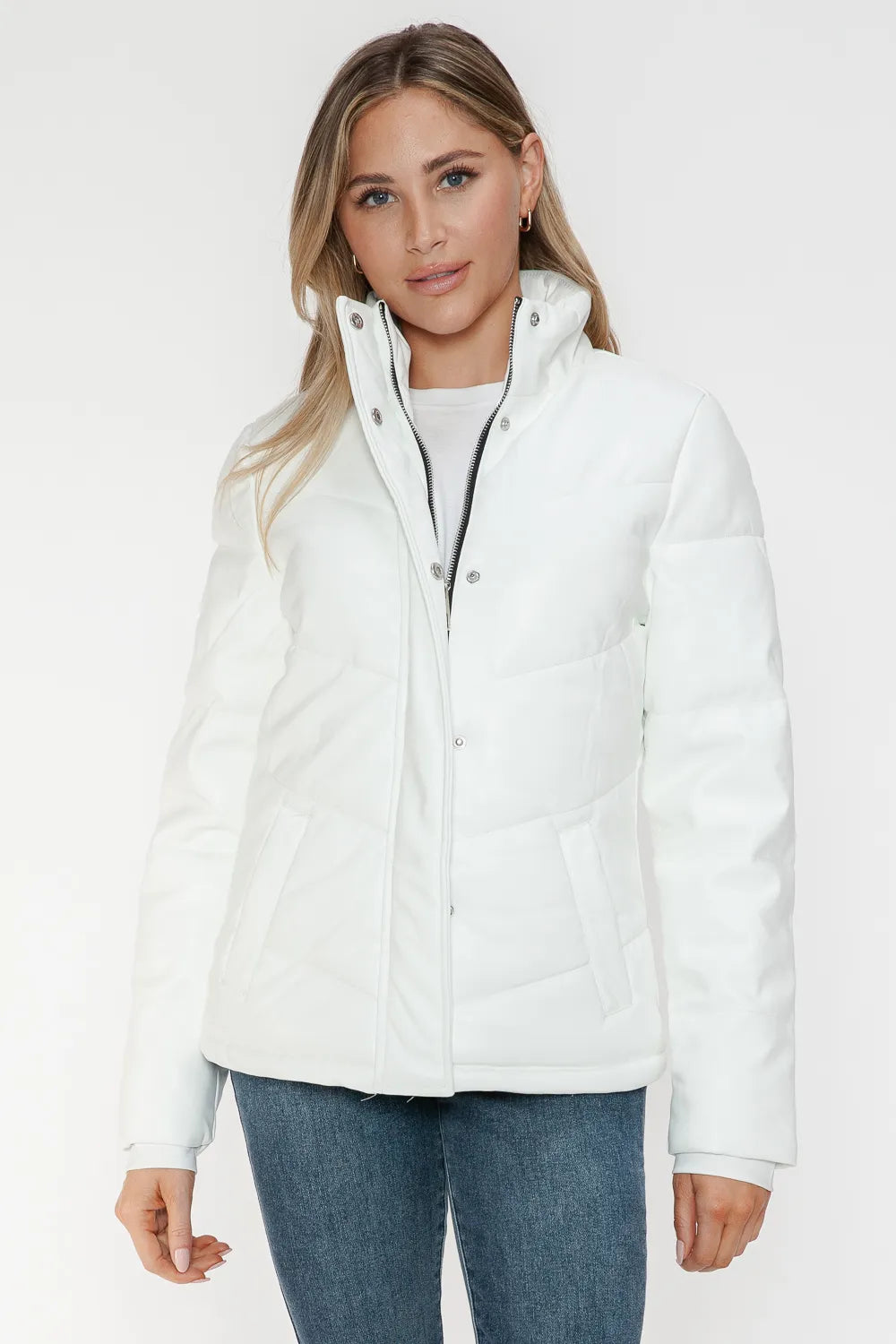 Snobbish Pocketed Zip Up Turtleneck Puffer Jacket Jackets