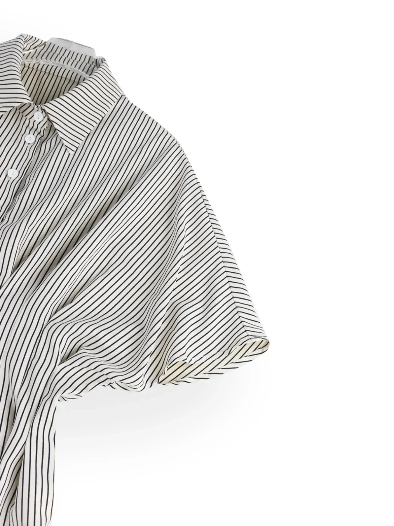 Striped Short Sleeve Button-Up Shirt - DAVERRI FASHIONS