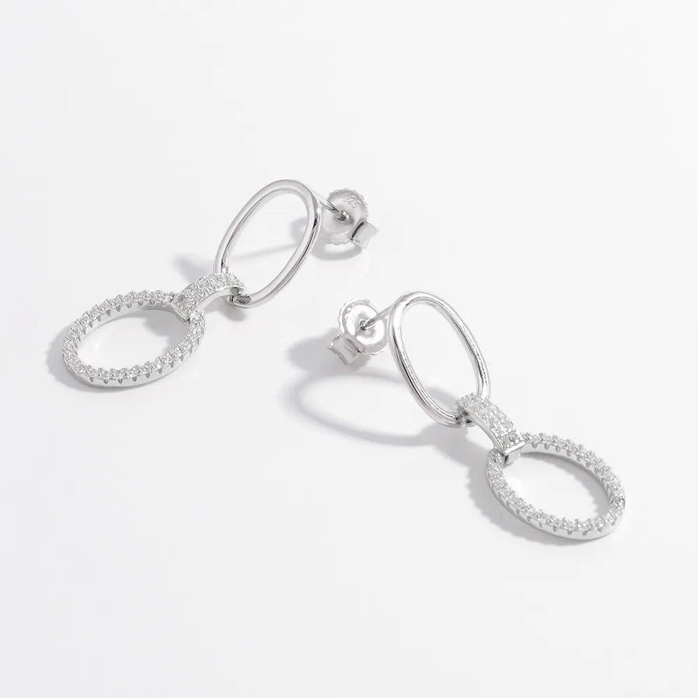 Zircon 925 Sterling Silver Dangle Earrings | Earrings Daverri Fashions