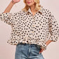 BiBi Polka Dot Printed Peplum Top with Front Button - DAVERRI FASHIONS