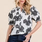 Lime 'N' Chili Embroidered Split Neck Puff Sleeve Blouse - DAVERRI FASHIONS