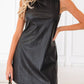 Vegan Leather Sleeveless Mini Dress - DAVERRI FASHIONS