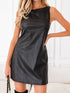 Vegan Leather Sleeveless Mini Dress - DAVERRI FASHIONS