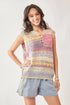 Davi & Dani pastel rainbow striped crochet sleeveless vest top