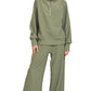 Zenana Ribbed High Neck Half Zip Pullover & Pants Set LT OLIVE Outfit Sets