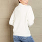 Cozy Daverri high neck balloon sleeve rib-knit pullover sweater