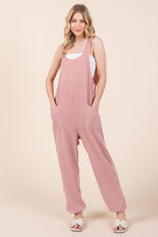 Textured Rib Overalls with Pockets Overalls