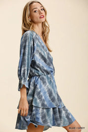 Umgee Tie Dye Ruffled Layered Dress with Elastic Waistband | Mini Dresses Daverri Fashions