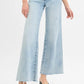 RISEN Full Size Tummy Control Low Rise Wide Leg Raw Cut Hem Jeans Plus Size LIGHT Jeans