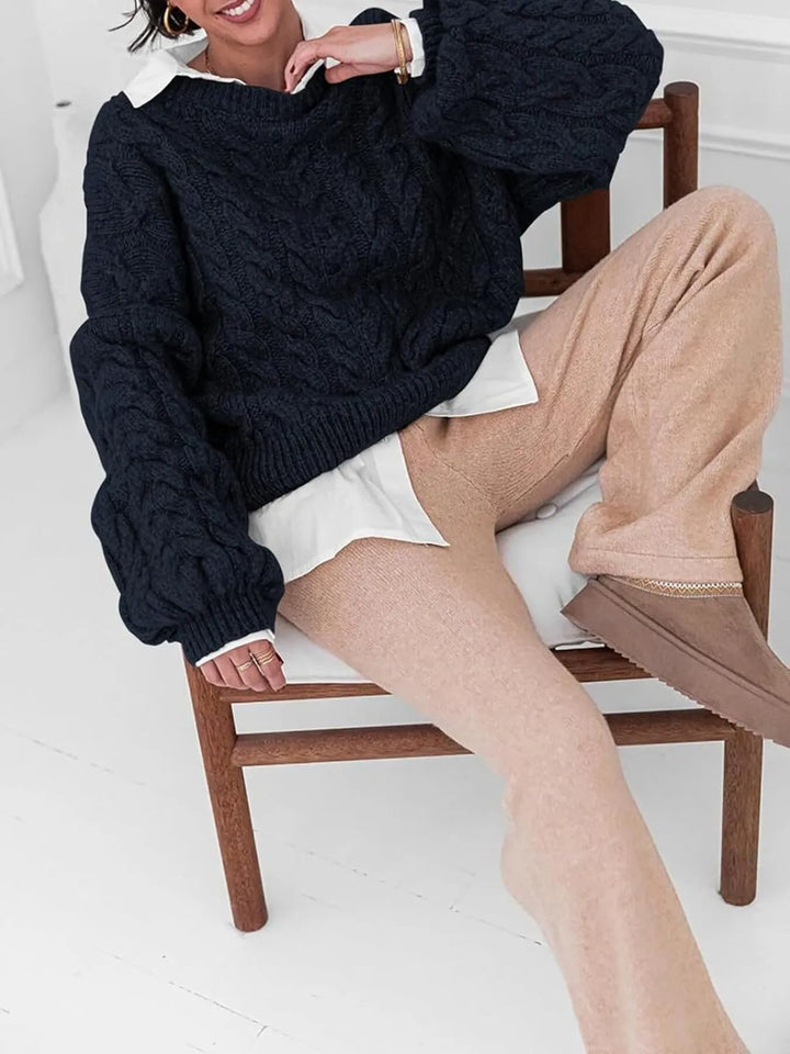 Cable Knit Long Sleeve Sweater | Sweaters Daverri Fashions