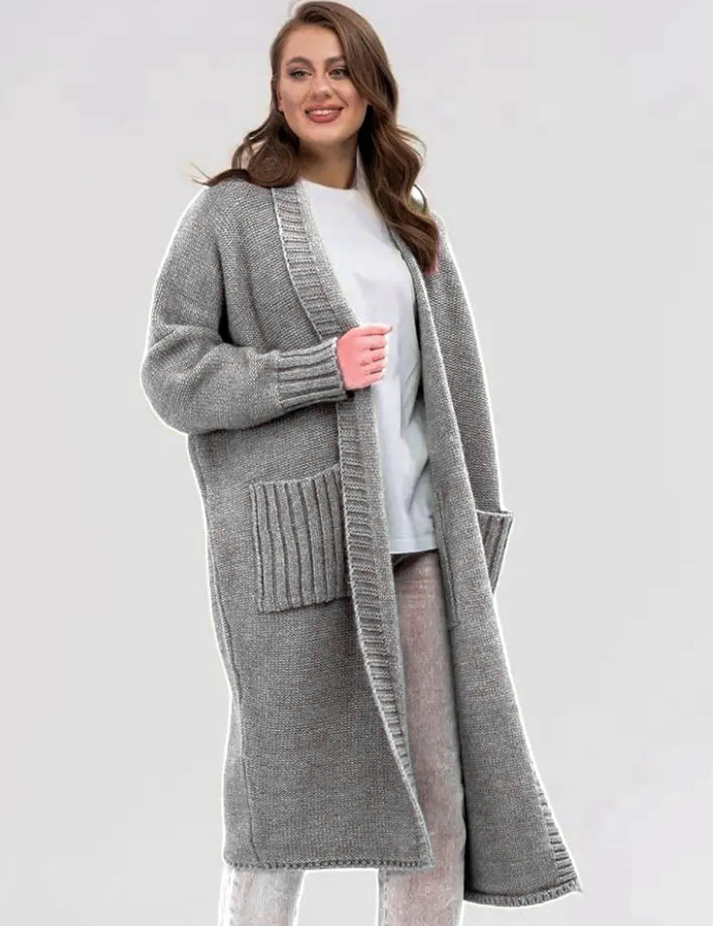Pocketed Open Front Long Sleeve Longline Cardigan | Cardigans Daverri Fashions
